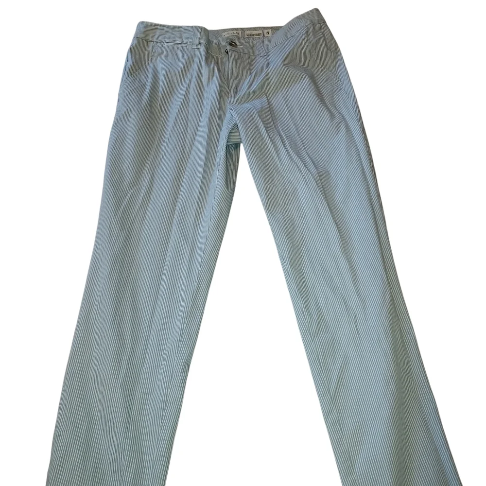 Maison Jules Seersucker Lou Lou Striped Pants Grey Combo Women's 8 Coastal Beach